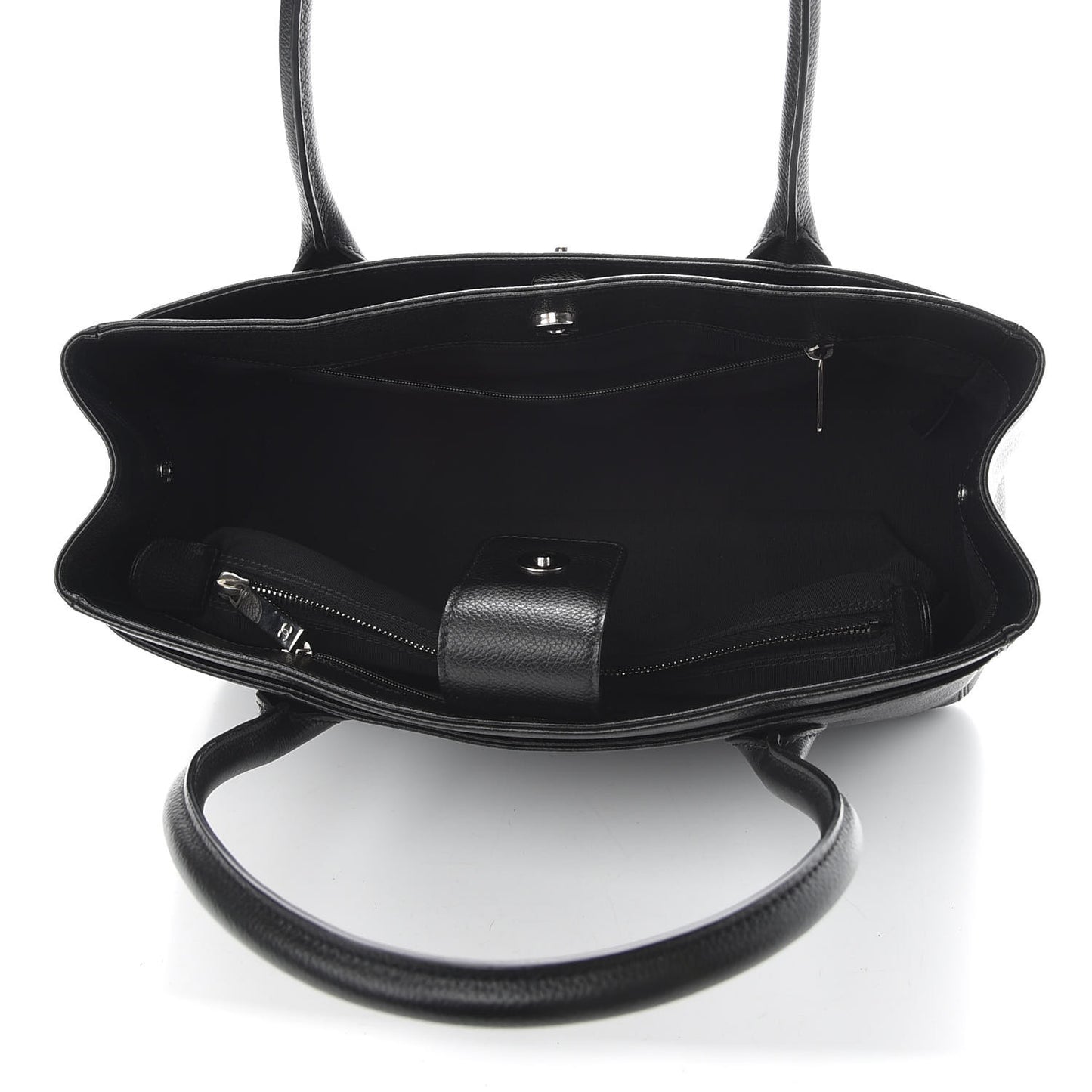 Calfskin Small Cerf Executive Shopper Tote Black