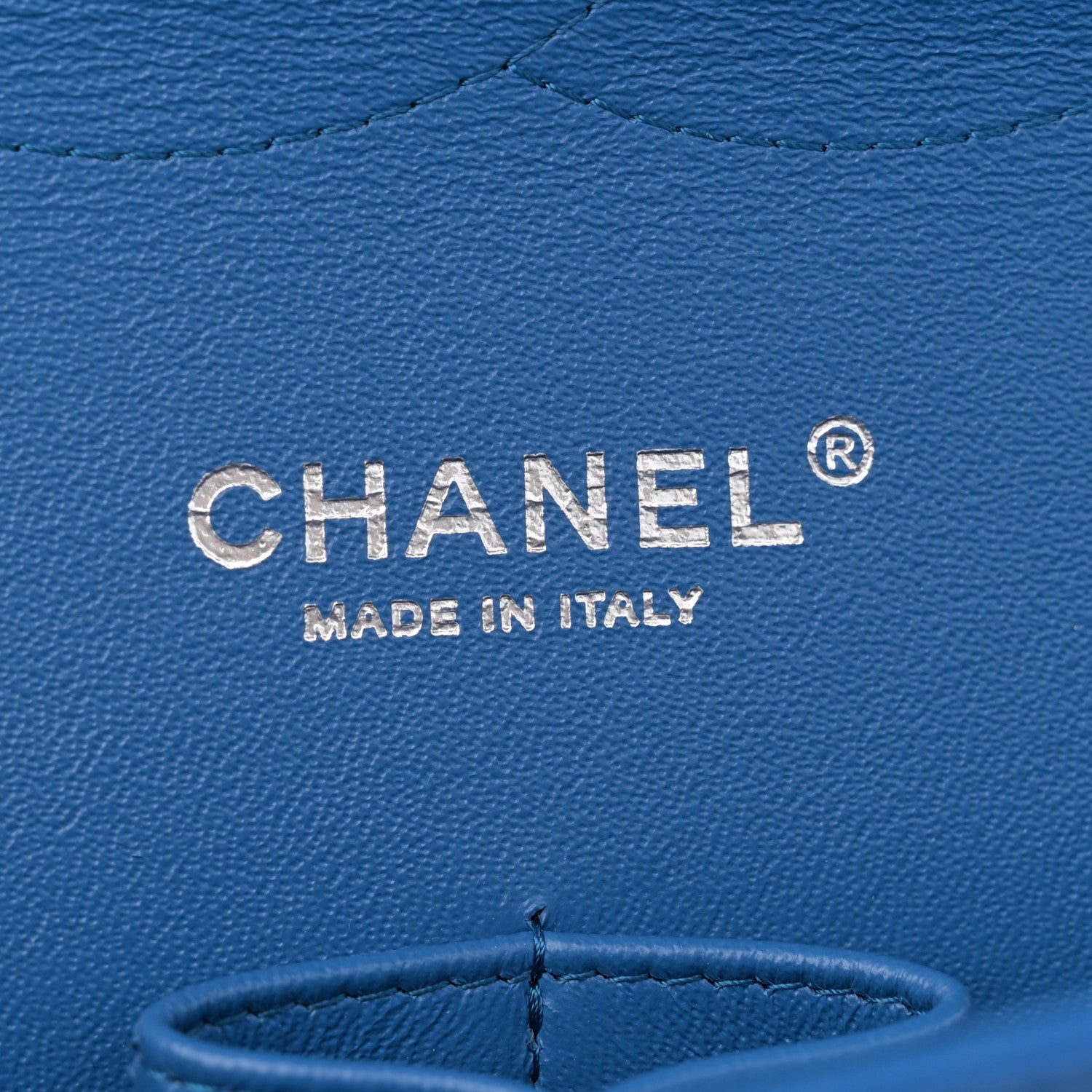 Chanel Caviar Chevron Quilted Jumbo Double Flap Blue 6 of 10
