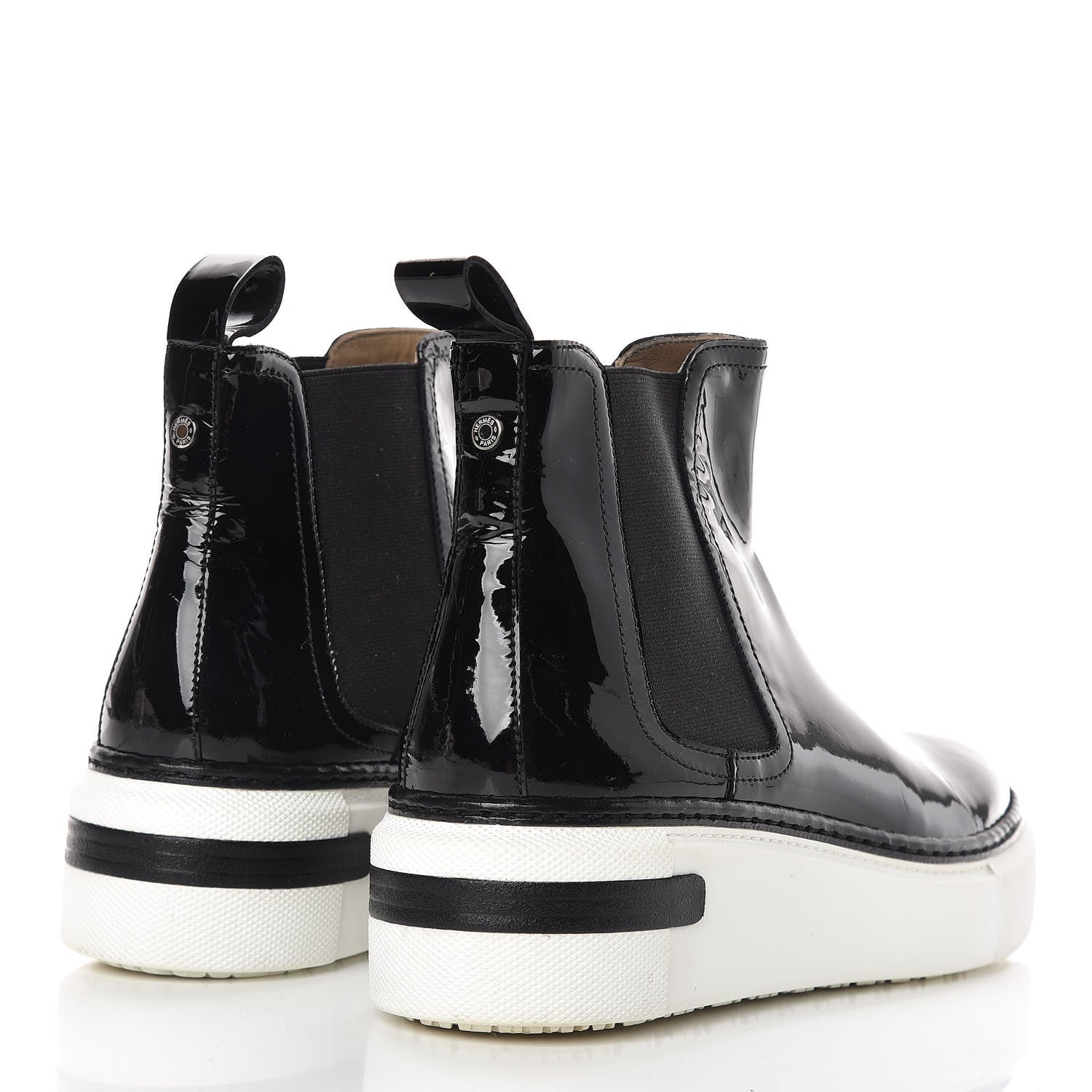 Hermes Patent Slip On Sneaker Boots 36.5 Black 4 of 10