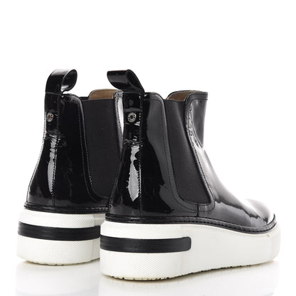 Hermes Patent Slip On Sneaker Boots 36.5 Black 4 of 10