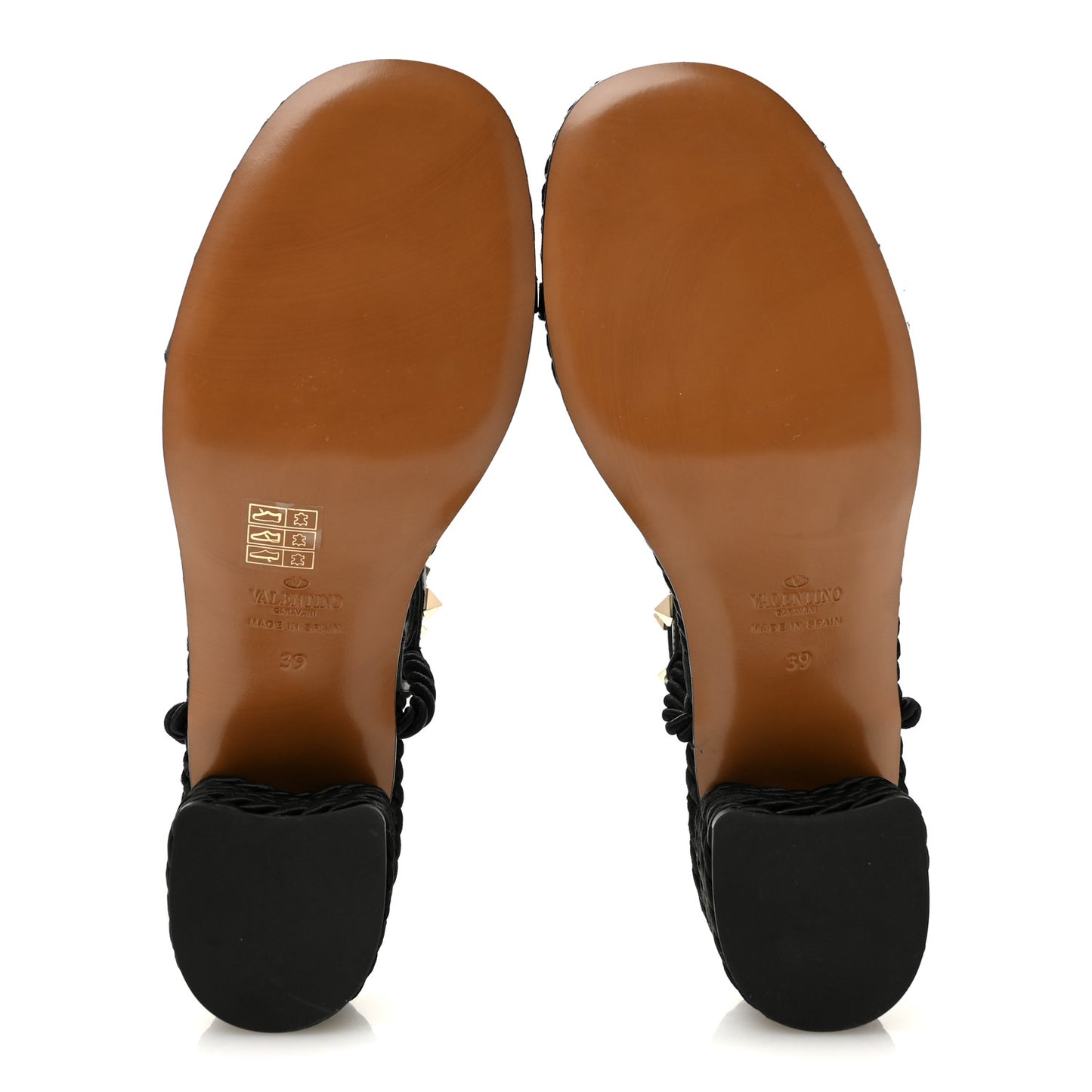 Calfskin Rockstud Torchon Rope 65mm Sandals 39 Black