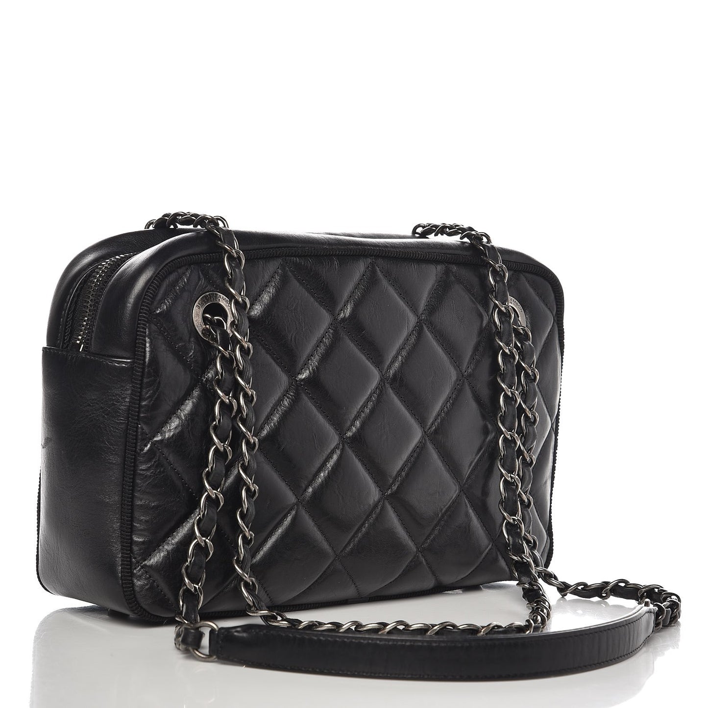 Calfskin Quilted Small Ballerine Camera Case Black