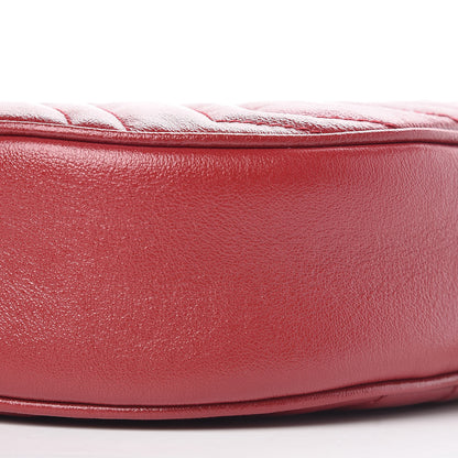 Gucci Glazed Calfskin Matelasse Heart Mini GG Marmont Round Shoulder Bag Romantic Cerise 9 of 9