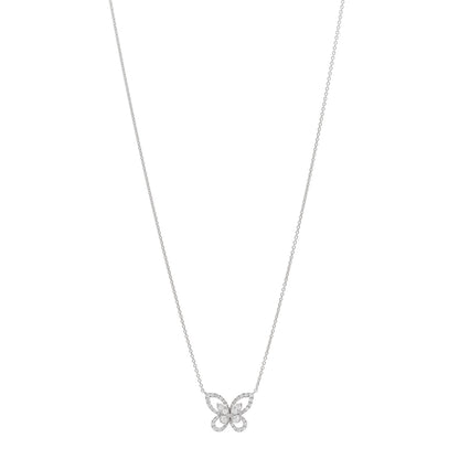 Graff 18K White Gold Diamond Butterfly Silhouette Mini Pendant Necklace 1 of 5