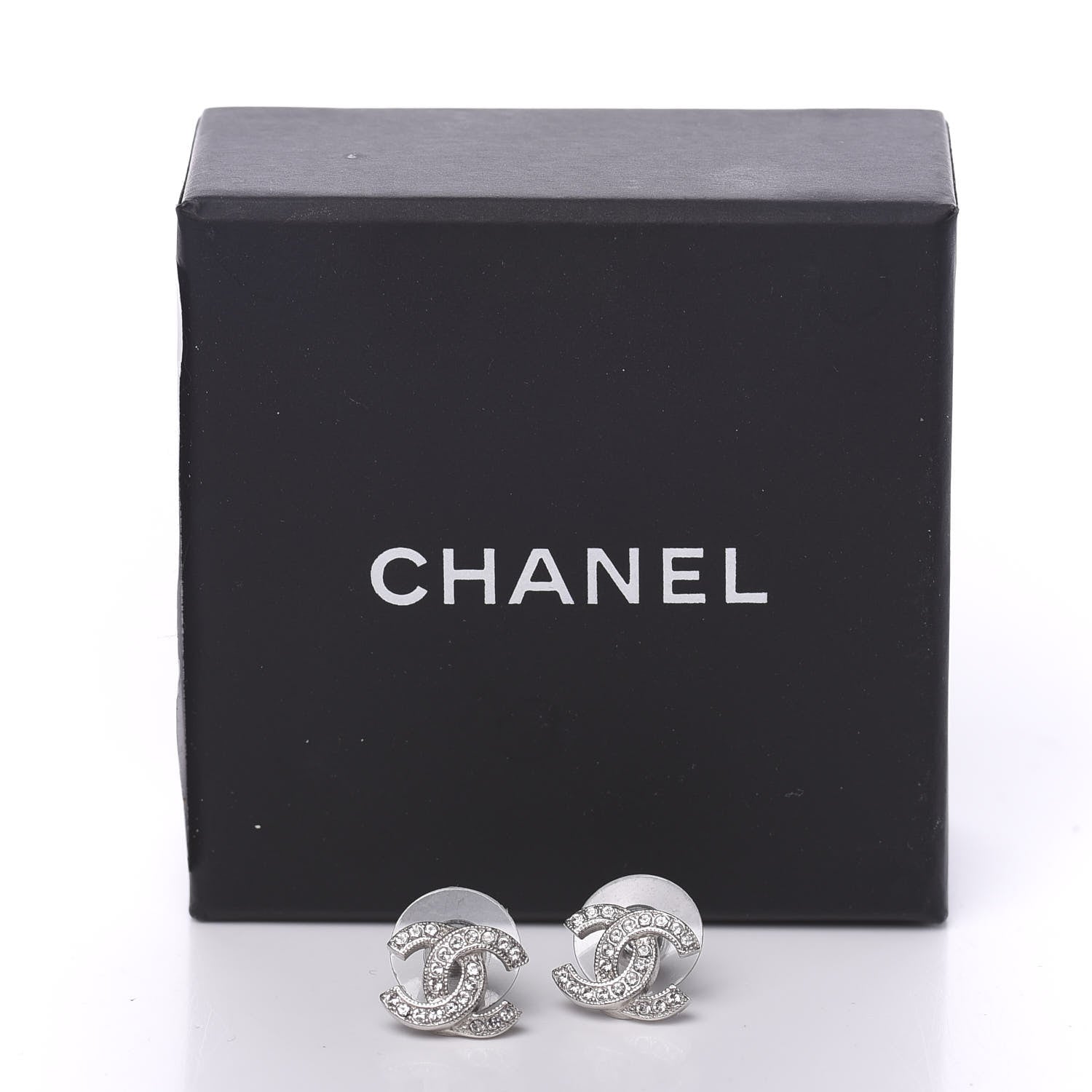 Chanel Crystal Mini Timeless CC Earrings Silver 5 of 5