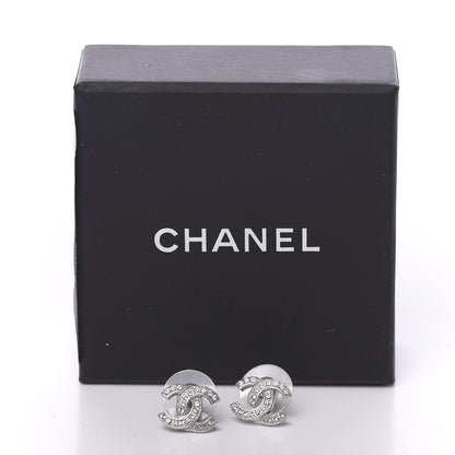 Chanel Crystal Mini Timeless CC Earrings Silver 5 of 5