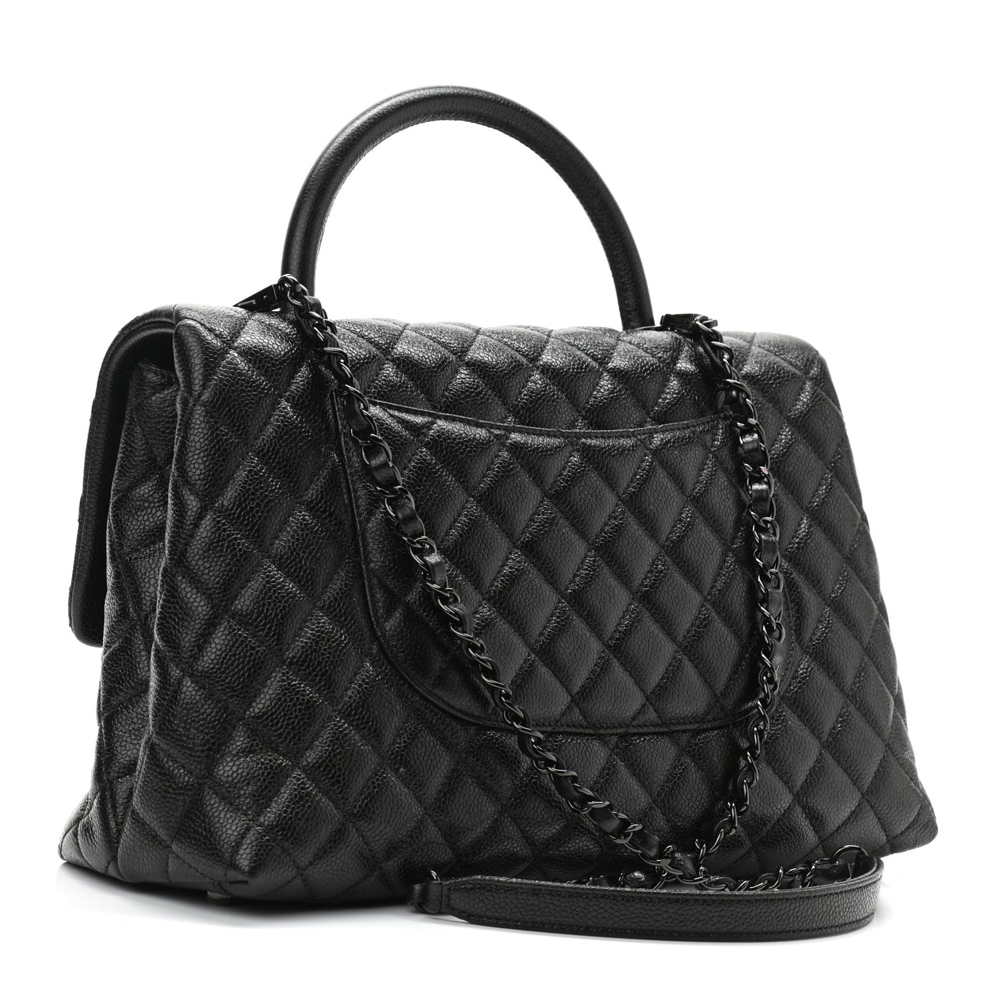 Caviar Quilted Medium Coco Handle Flap So Black