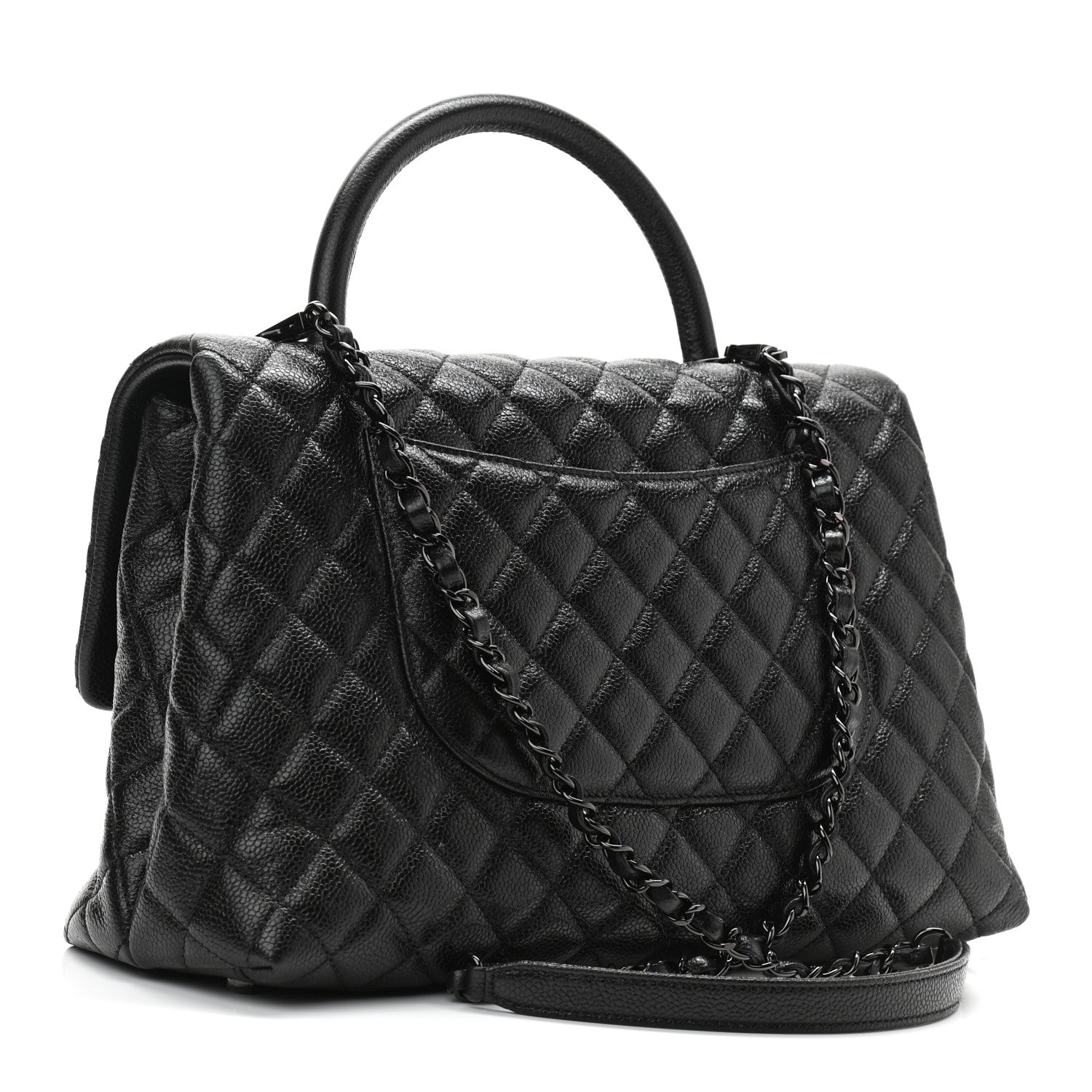 Chanel Caviar Quilted Medium Coco Handle Flap So Black 3 of 10