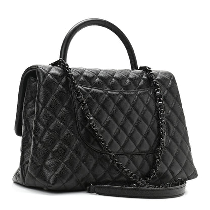 Chanel Caviar Quilted Medium Coco Handle Flap So Black 3 of 10