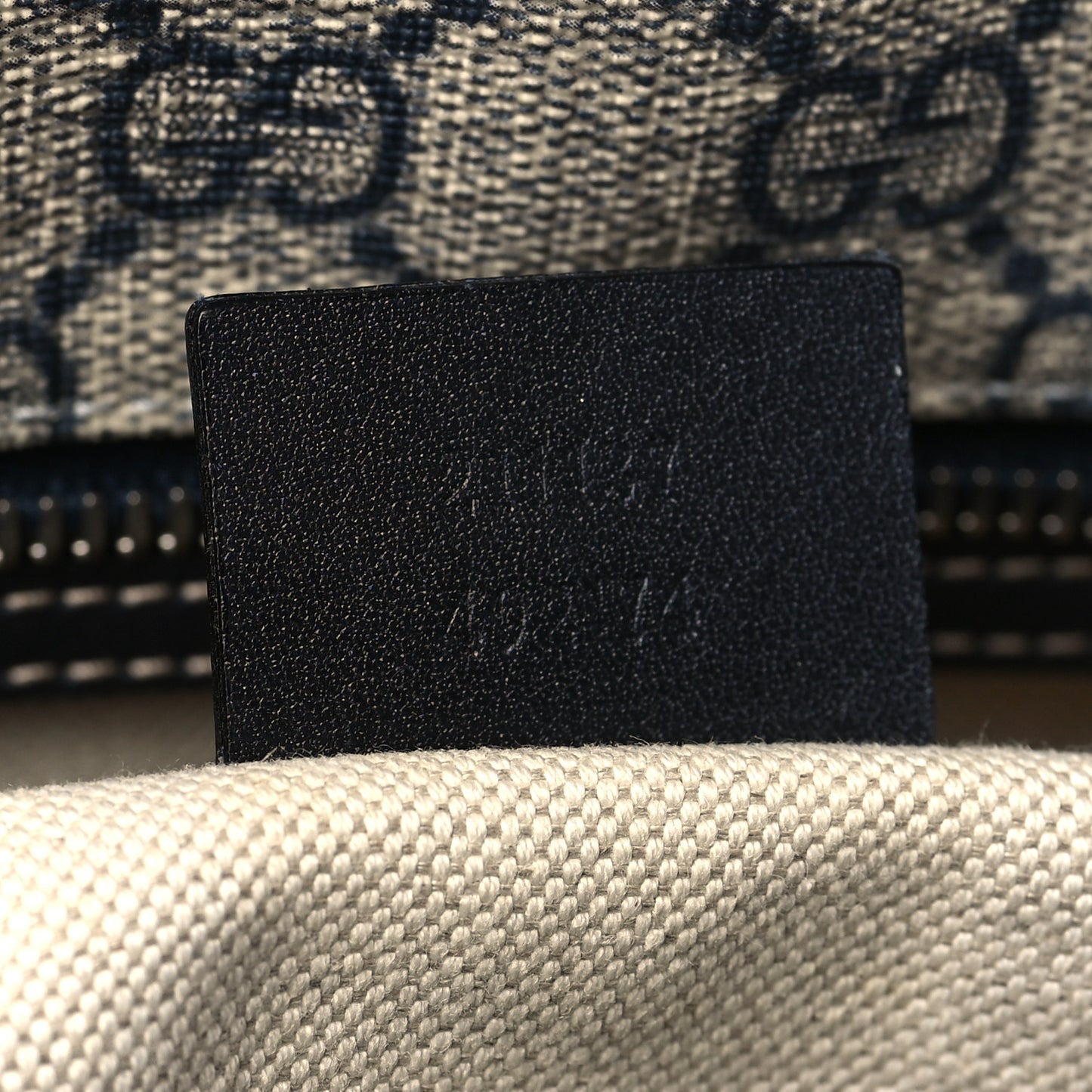 GG Supreme Monogram Medium Zippered Shopping Tote Navy