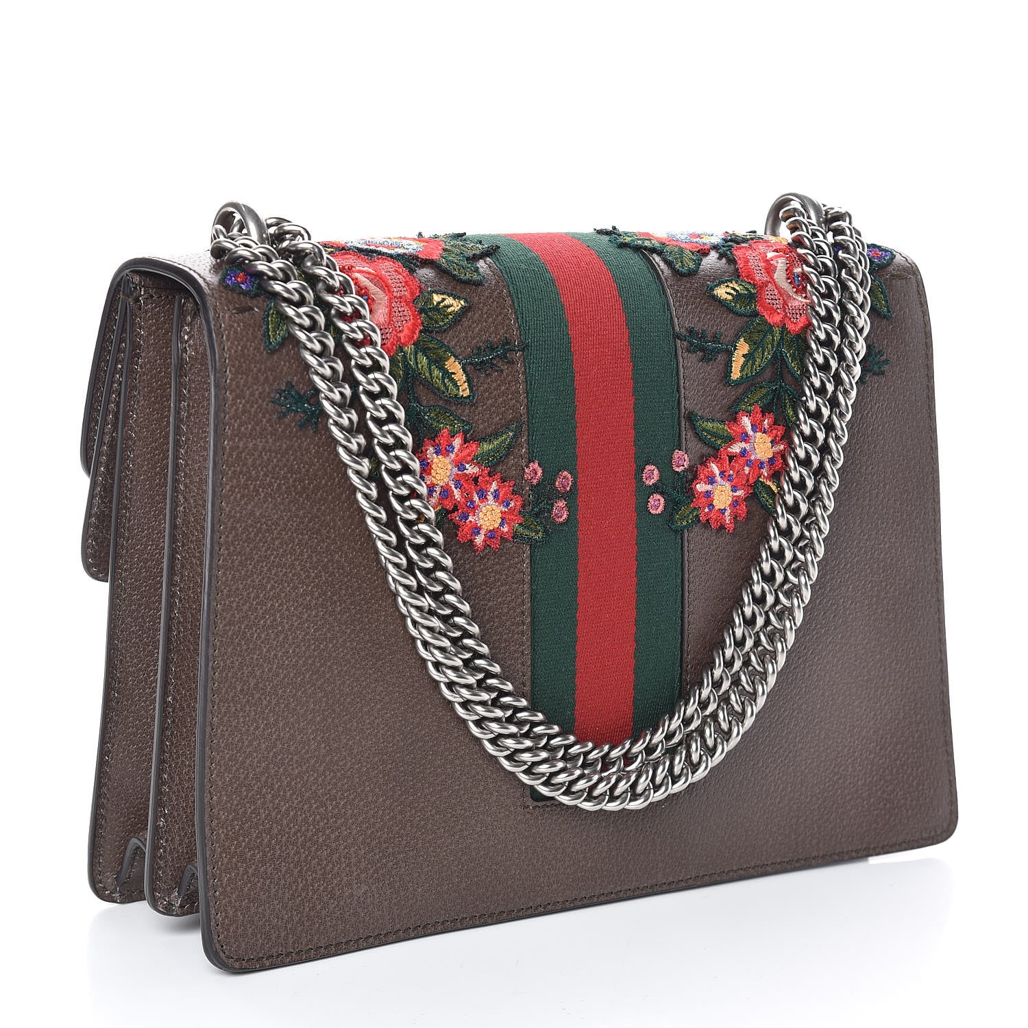 Gucci Calfskin Web Owl Embroidered Medium Dionysus Shoulder Bag New Acero Multicolor 3 of 9