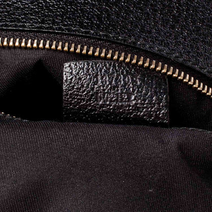 Gucci Monogram Bamboo Handle Shoulder Bag Black 6 of 9