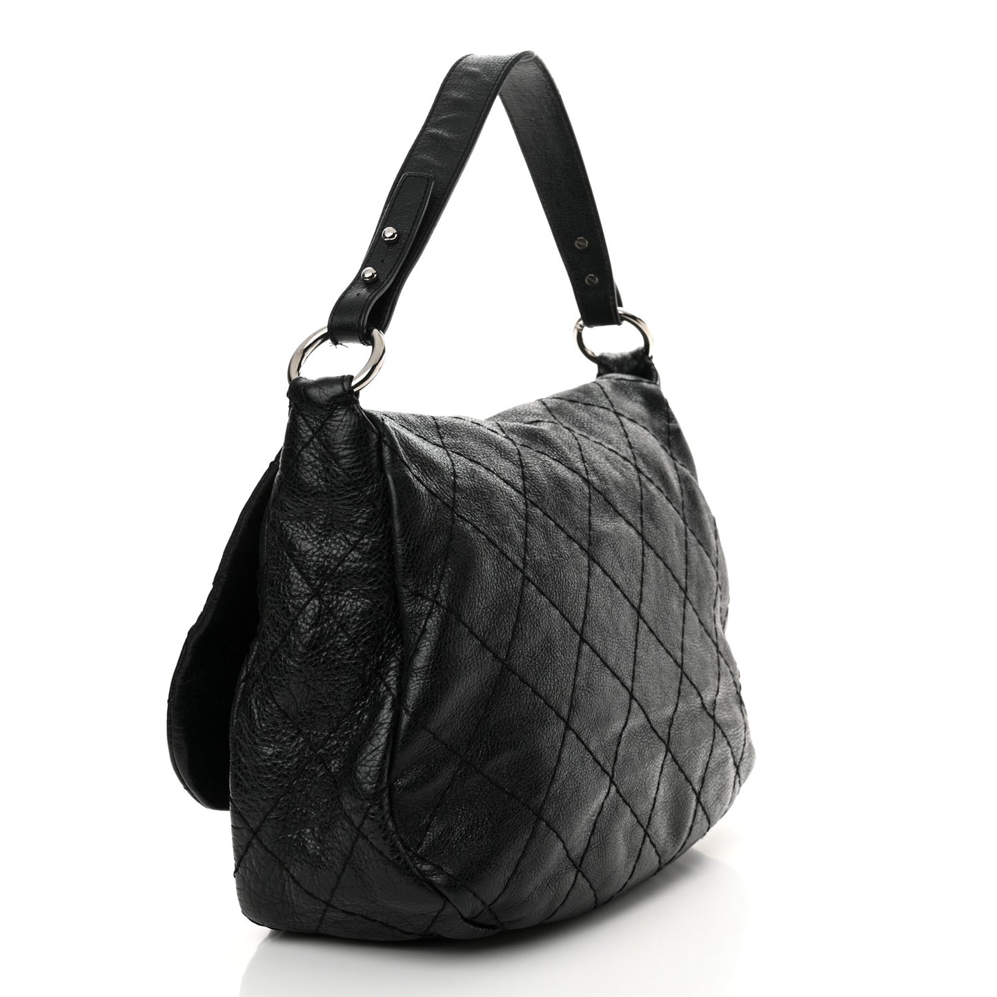 Glazed Calfskin Stitched XL On The Road Flap Black