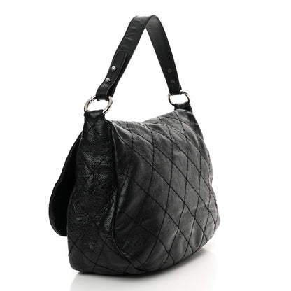 Chanel Glazed Calfskin Stitched XL On The Road Flap Black 2 of 15