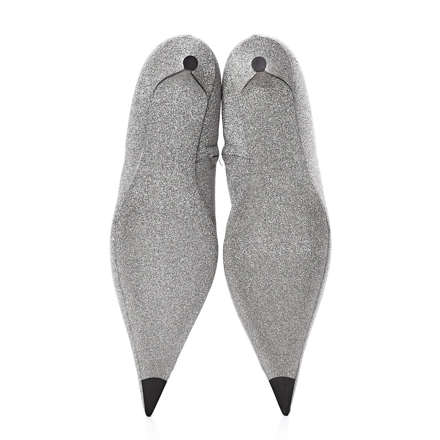 Calfskin Glitter Short 40mm Extreme Pointed Toe Knife Booties 36 silver