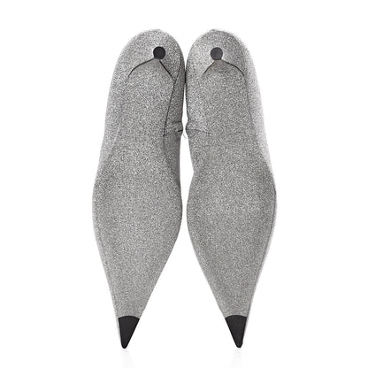 Balenciaga Calfskin Glitter Short 40mm Extreme Pointed Toe Knife Booties 36 silver 5 of 9