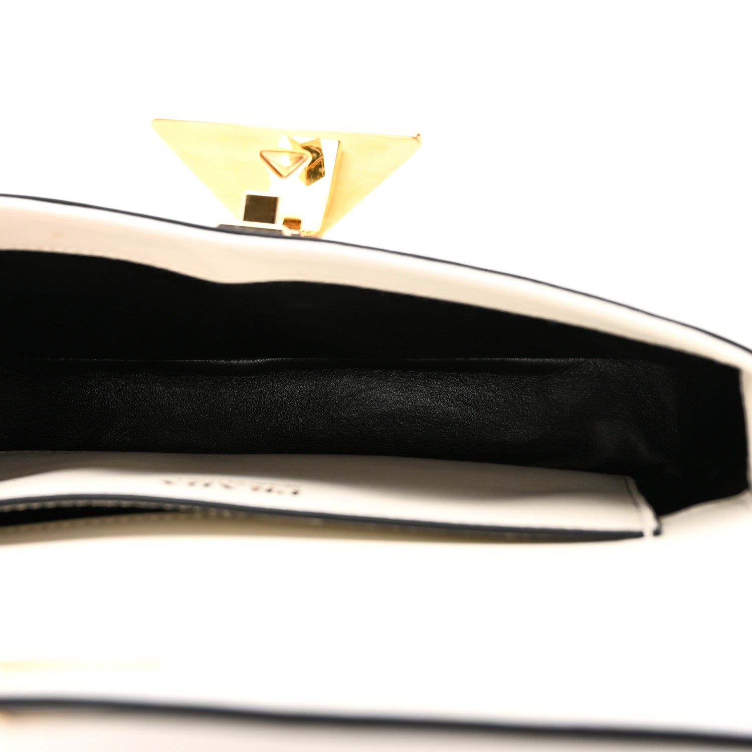 Prada Soft Calfskin Metal Triangle Logo Flap Shoulder Bag White 5 of 10