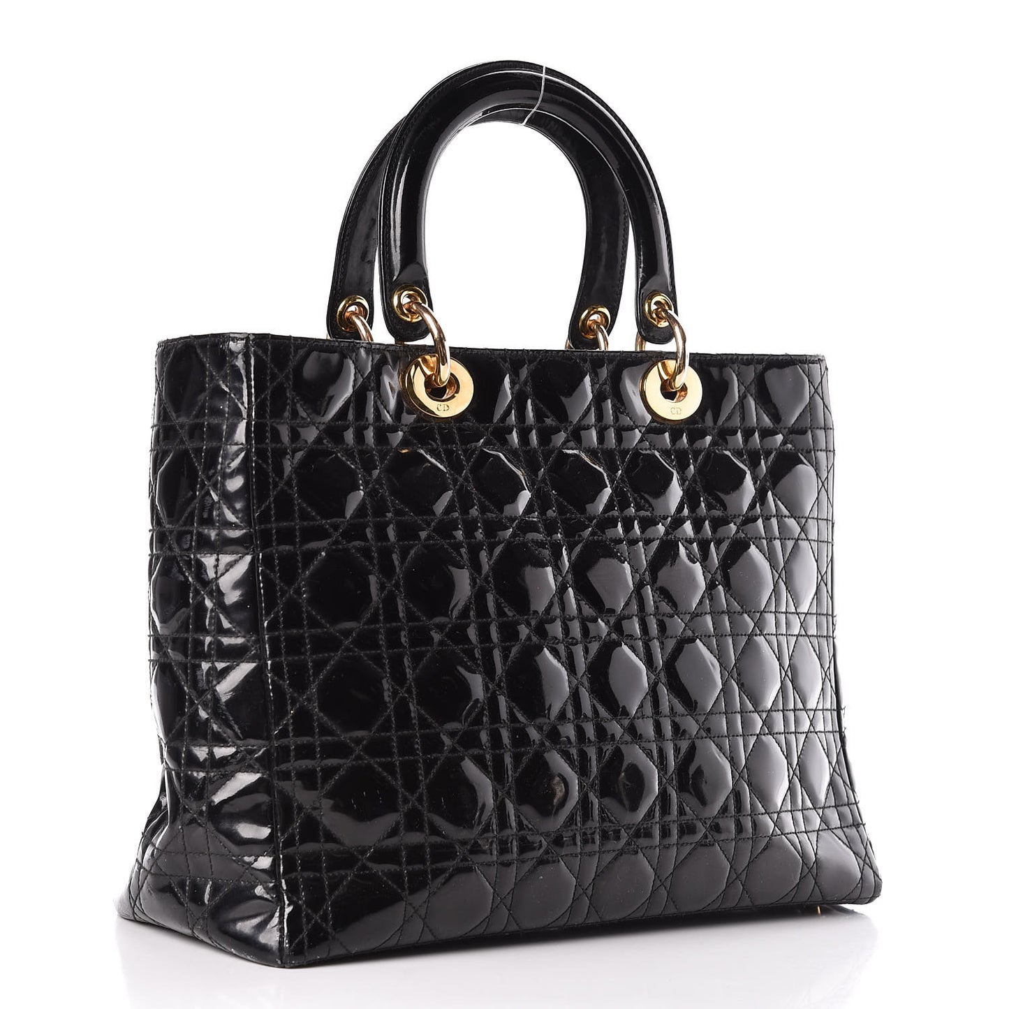 Patent Cannage Large Lady Dior Black