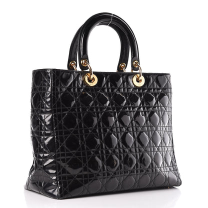 Christian Dior Patent Cannage Large Lady Dior Black 3 of 13