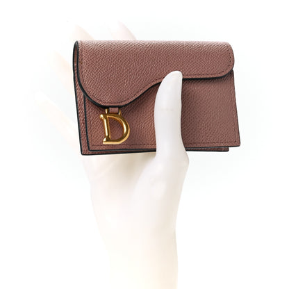 Christian Dior Grained Calfskin Saddle Card Holder Blush 2 of 12