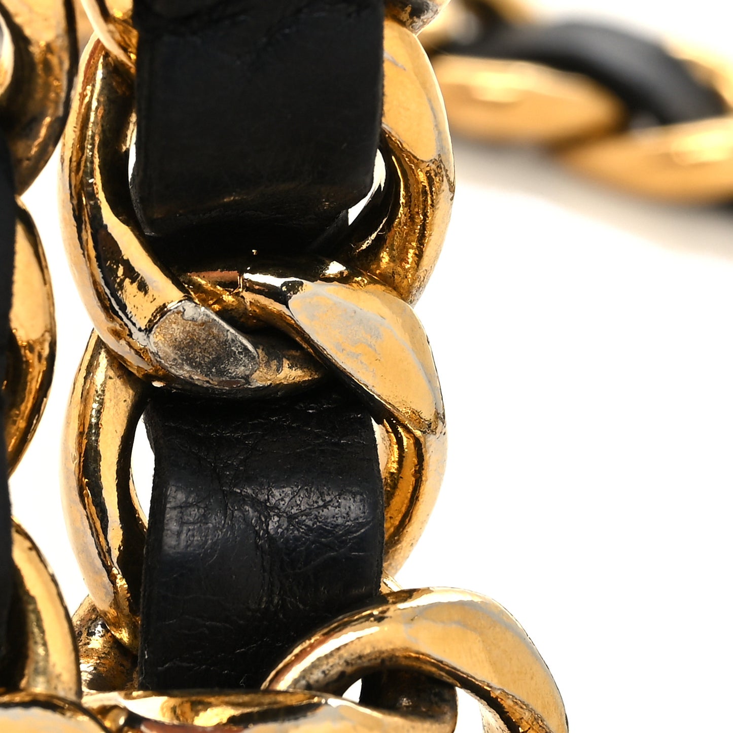 Lambskin Chain CC Medallion Belt Black Gold