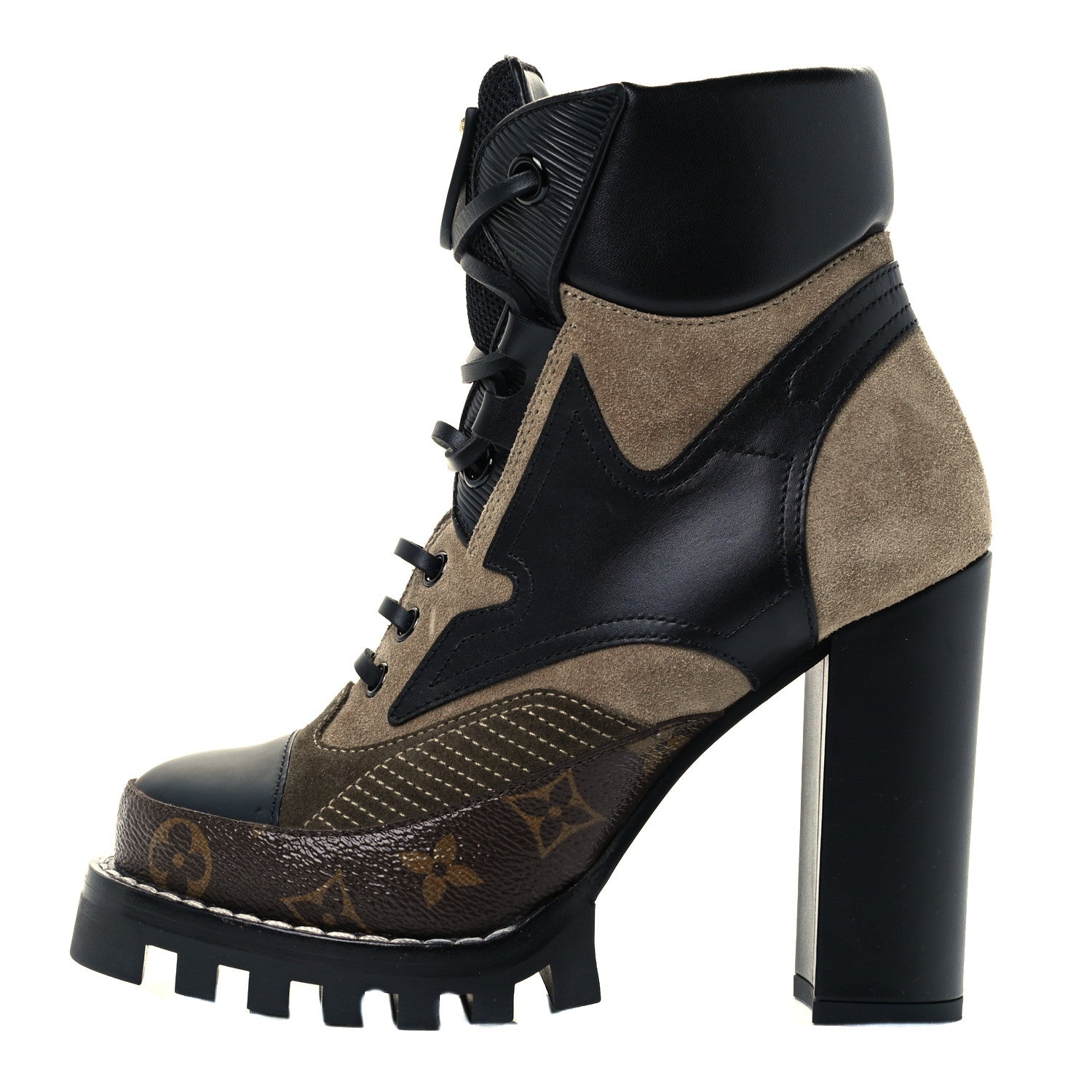 Louis Vuitton Suede Calfskin Monogram Star Trail Ankle Boots 36 Khaki 1 of 10