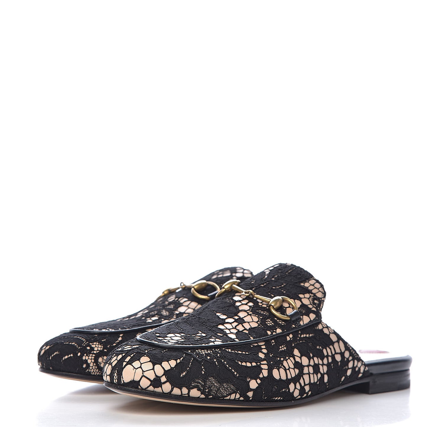 Lace Malaga Kid Womens Princetown Slippers 36 Black Skin Rose