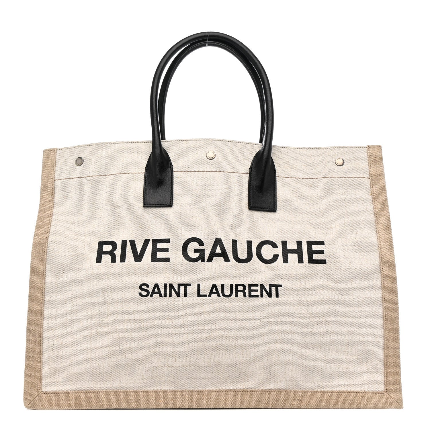 Saint Laurent Linen Calfskin Rive Gauche Tote Optic White 1 of 11