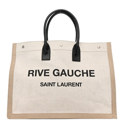 Saint Laurent Linen Calfskin Rive Gauche Tote Optic White 1 of 11
