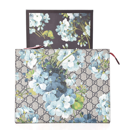 Gucci GG Supreme Monogram Blooms Large Cosmetic Case Beige Blue Navy Hibiscus Red 10 of 10