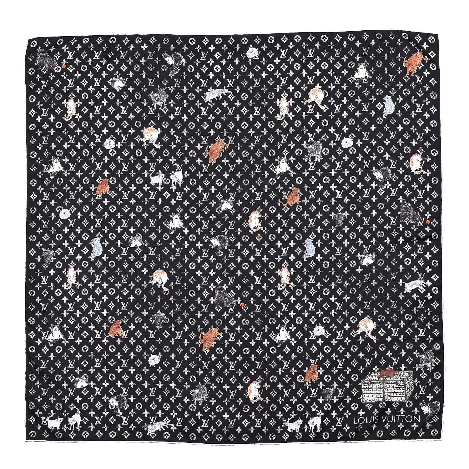 Louis Vuitton Silk Catogram Classic Square Scarf Black 1 of 5