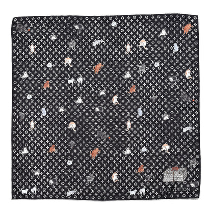 Louis Vuitton Silk Catogram Classic Square Scarf Black 1 of 5