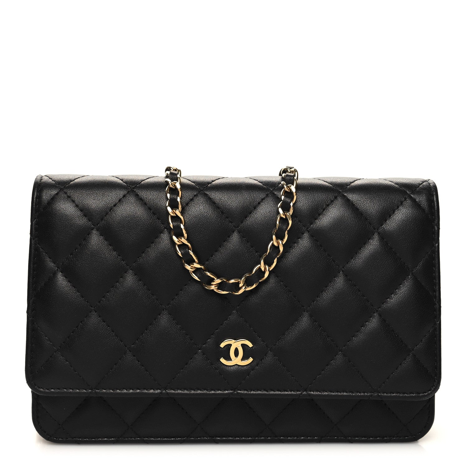 Chanel Lambskin Quilted Wallet On Chain WOC Black 1 of 11