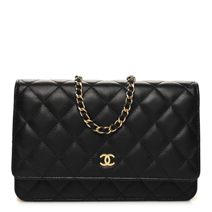 Chanel Lambskin Quilted Wallet On Chain WOC Black 1 of 11