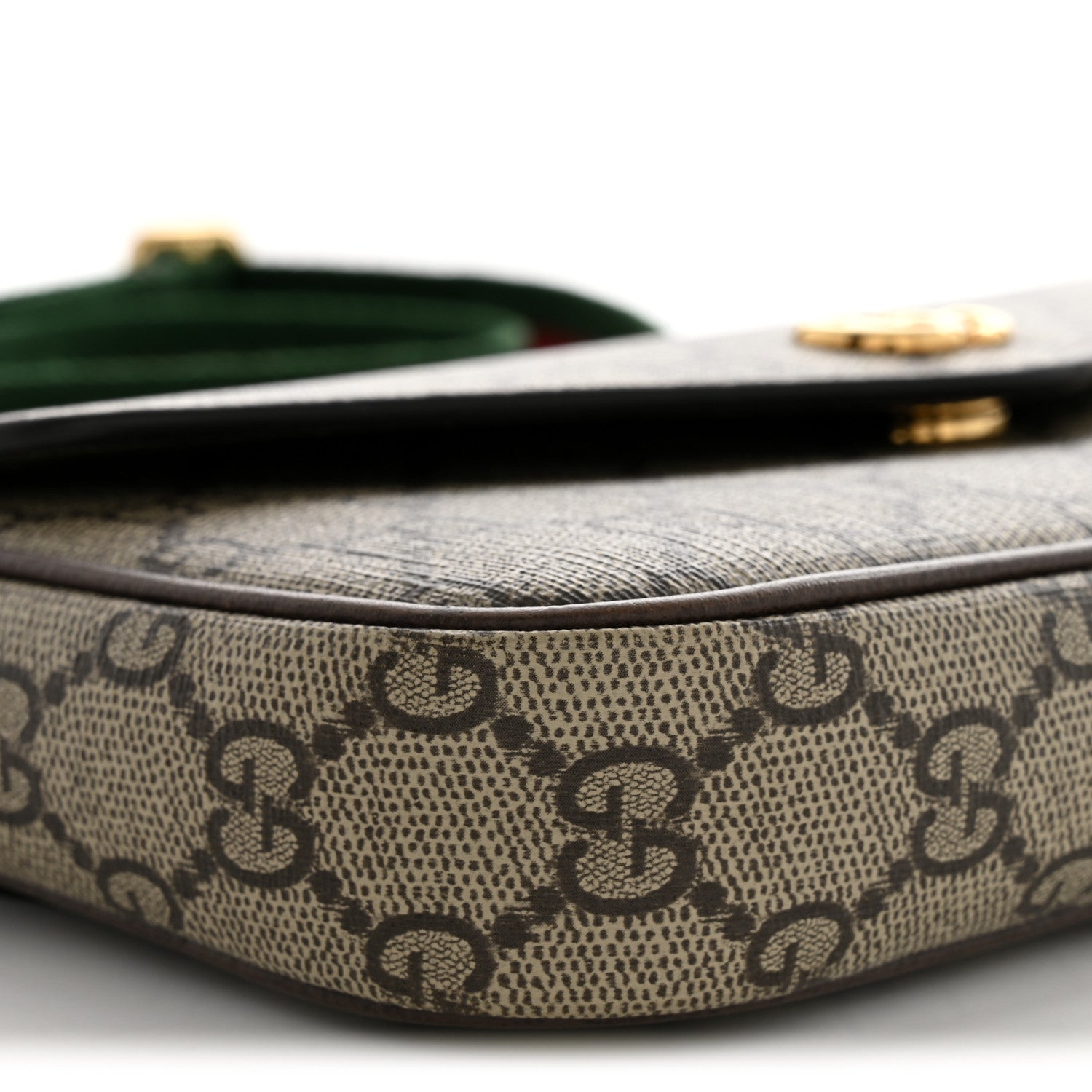 Gucci GG Supreme Monogram Textured Dollar Calfskin Web Mini Ophidia Envelope Shoulder Bag Beige Ebony 8 of 12