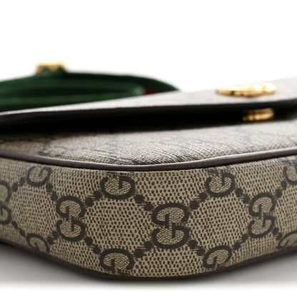 Gucci GG Supreme Monogram Textured Dollar Calfskin Web Mini Ophidia Envelope Shoulder Bag Beige Ebony 8 of 12