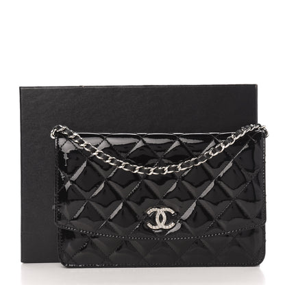 Chanel Patent Quilted Brilliant Wallet On Chain WOC Black 12 of 12