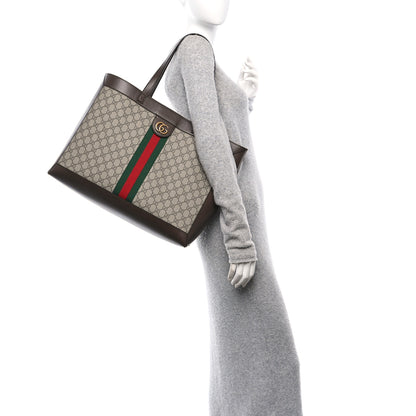 Gucci GG Supreme Monogram Web Ophidia Tote Brown 2 of 12