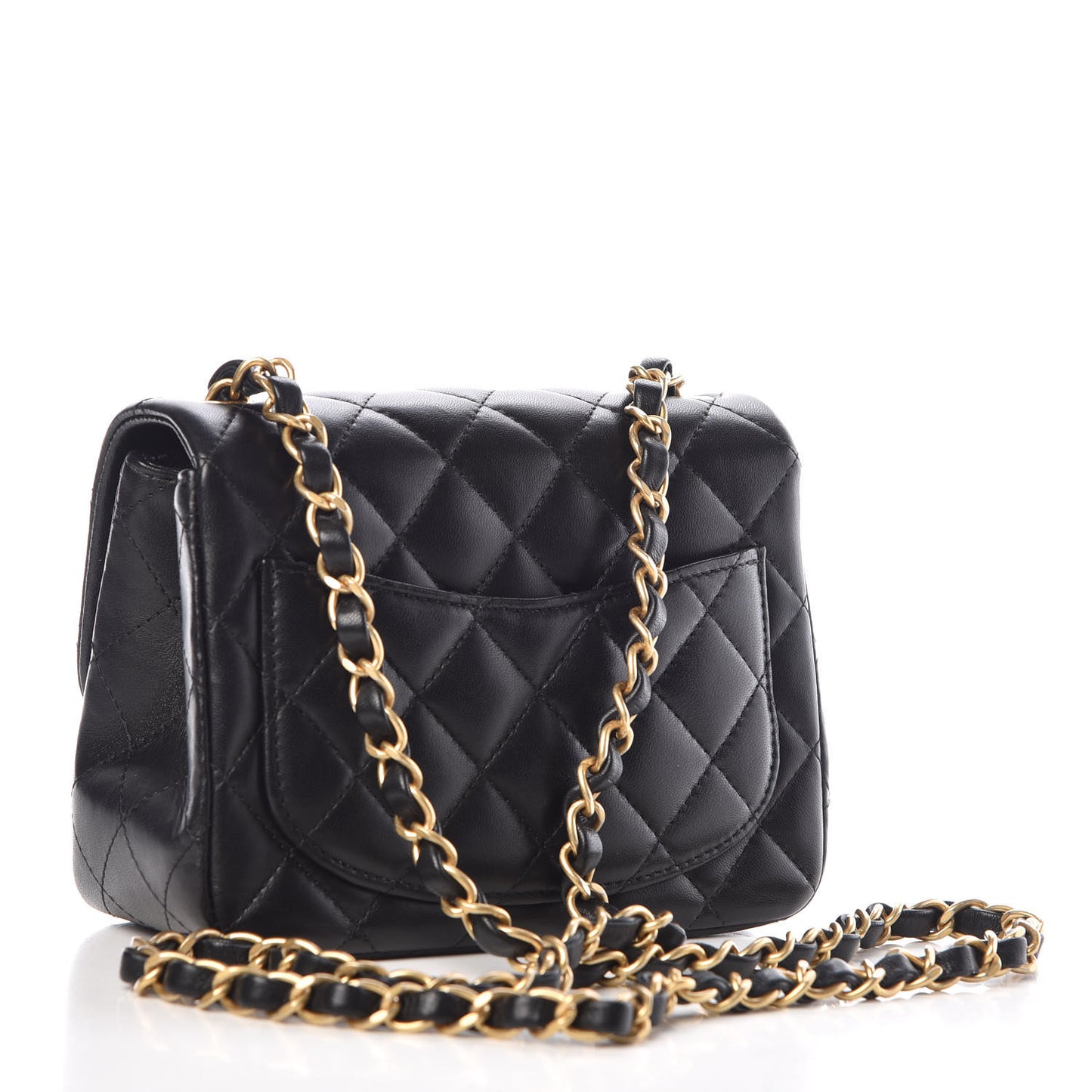 Lambskin Quilted Mini Square Flap Black