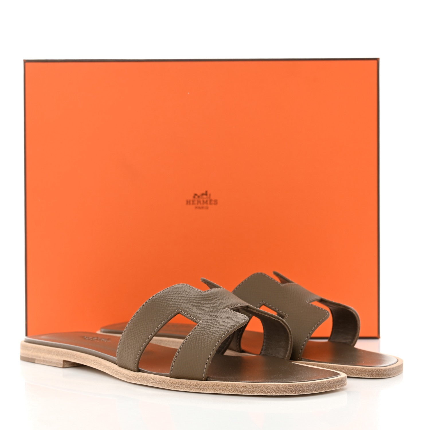 Hermes Epsom Oran Sandals 38.5 Etoupe 9 of 9