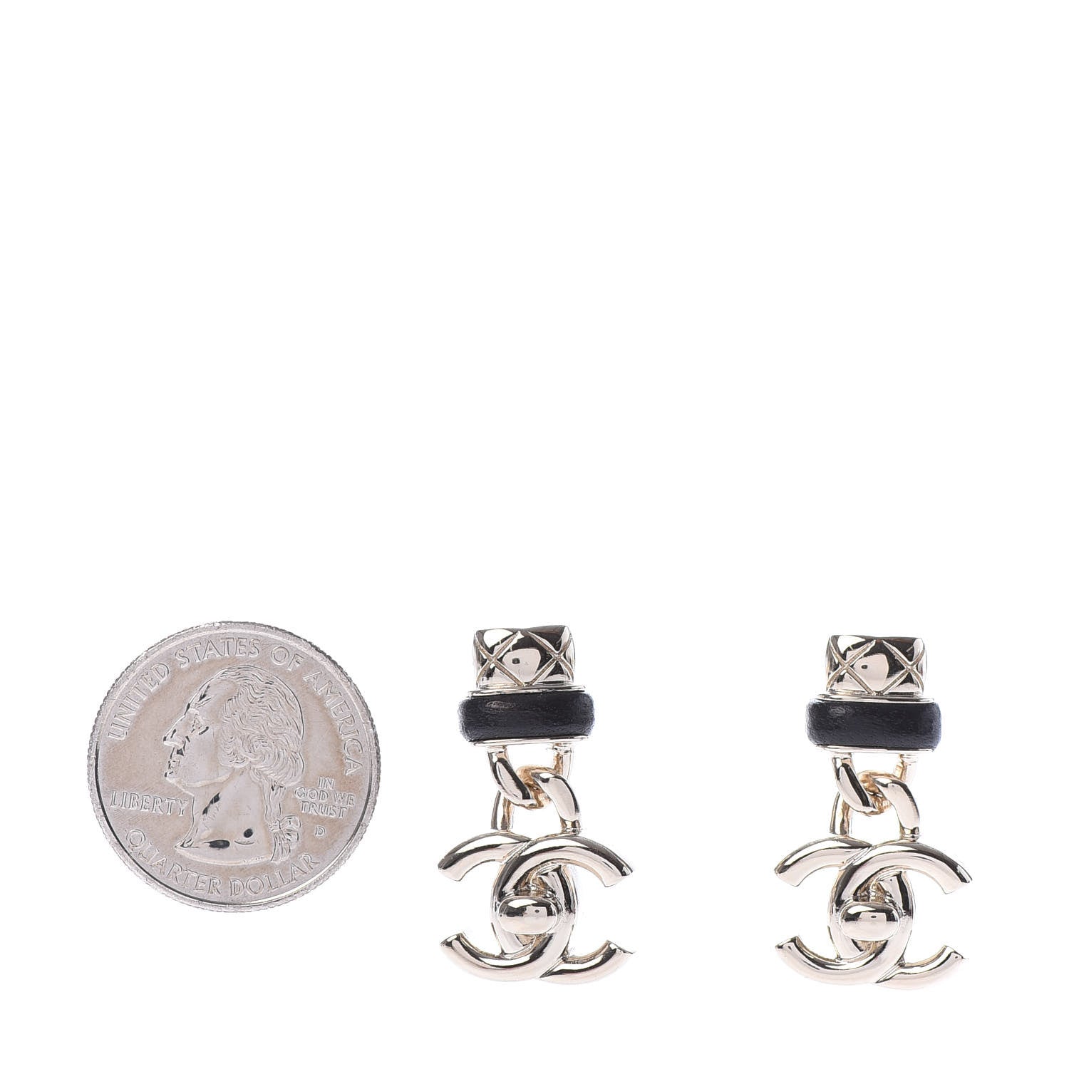 Chanel Lambskin CC Turnlock Drop Earrings Gold Black 2 of 5