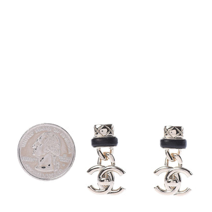 Chanel Lambskin CC Turnlock Drop Earrings Gold Black 2 of 5
