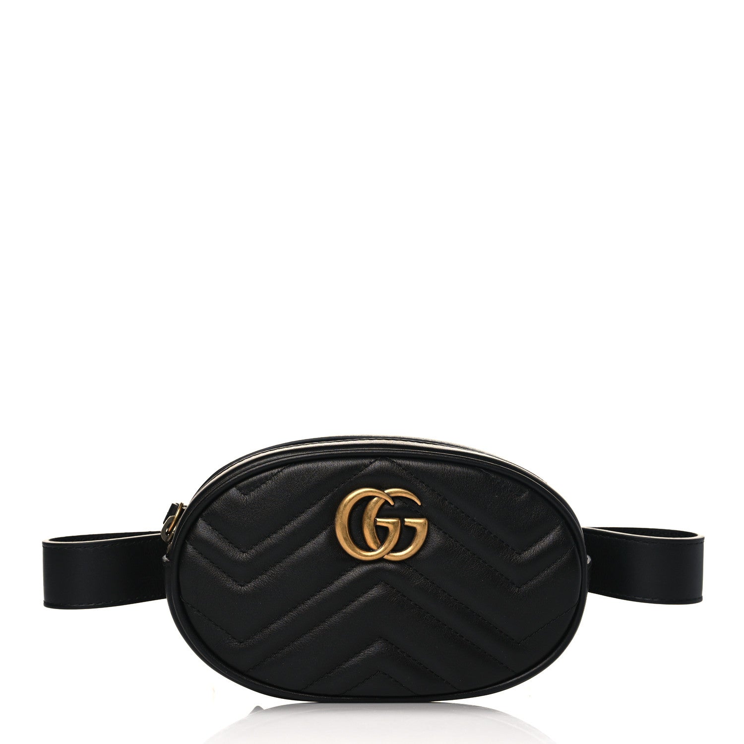 Gucci Calfskin Matelasse GG Marmont Belt Bag 85 34 Black 1 of 9