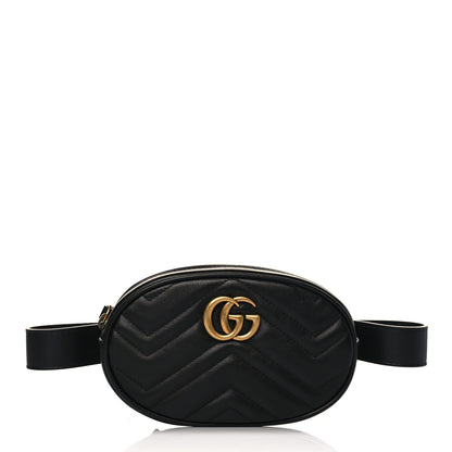 Gucci Calfskin Matelasse GG Marmont Belt Bag 85 34 Black 1 of 9