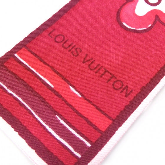 Louis Vuitton Silk Fleur de Porcelaine Bandeau Red 3 of 5
