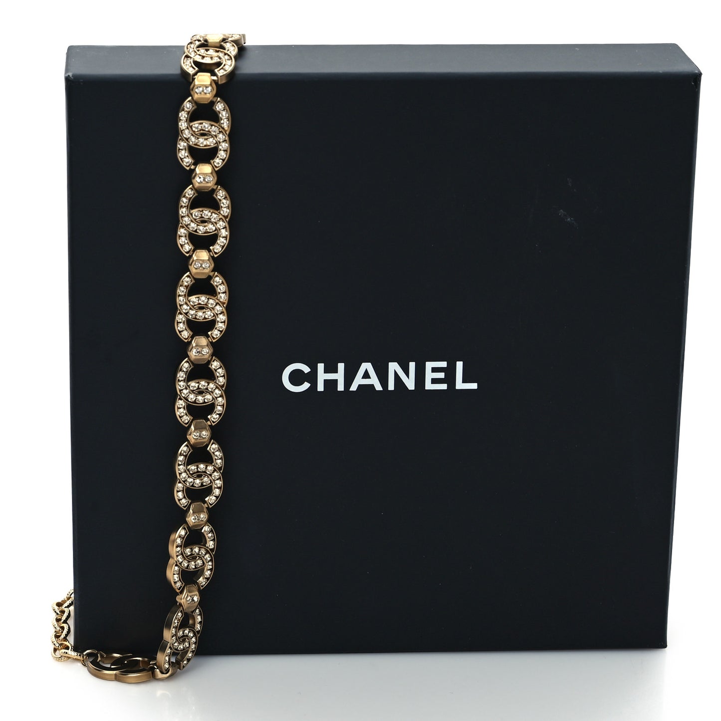 Crystal CC Link Chain Choker  Gold