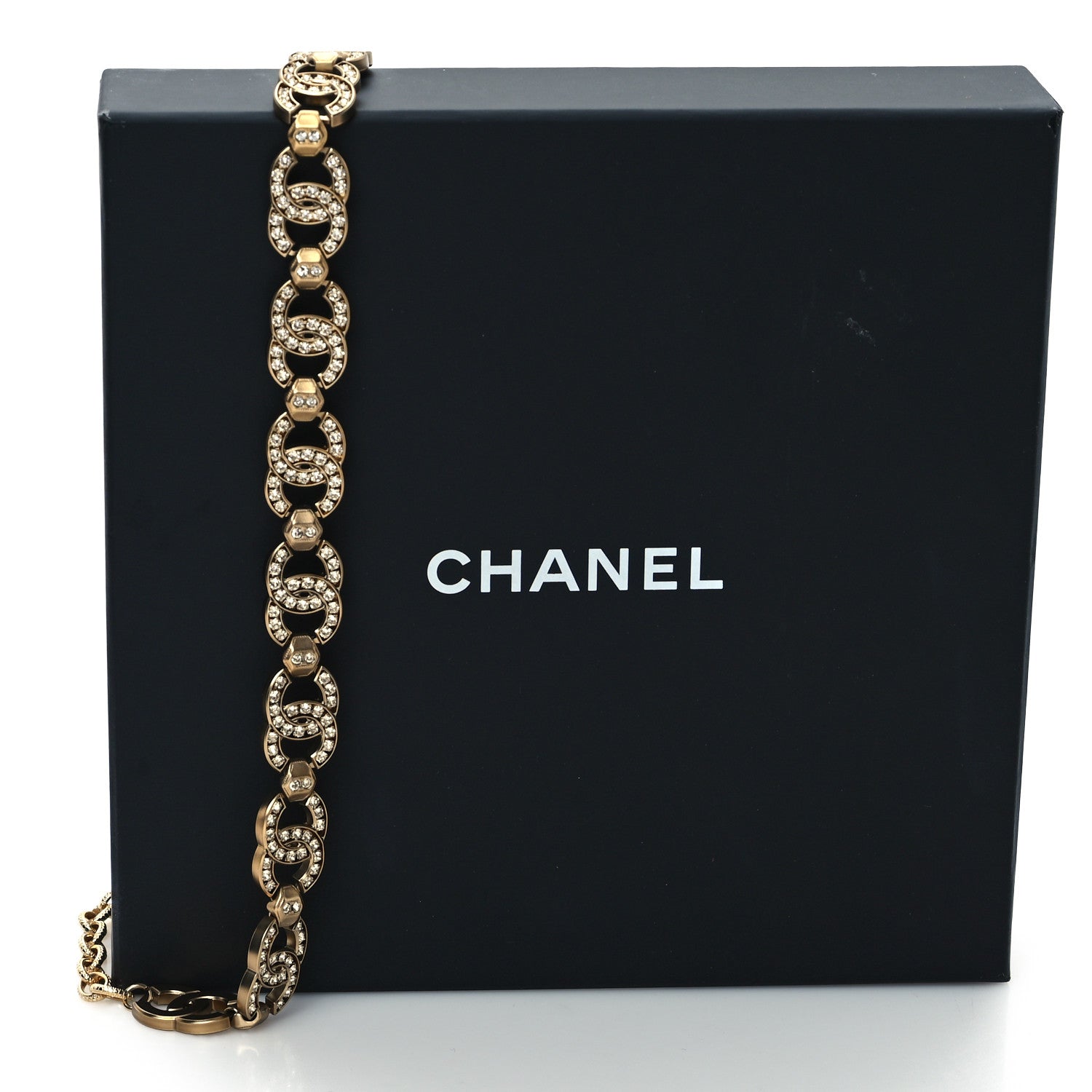 Chanel Crystal CC Link Chain Choker  Gold 6 of 6