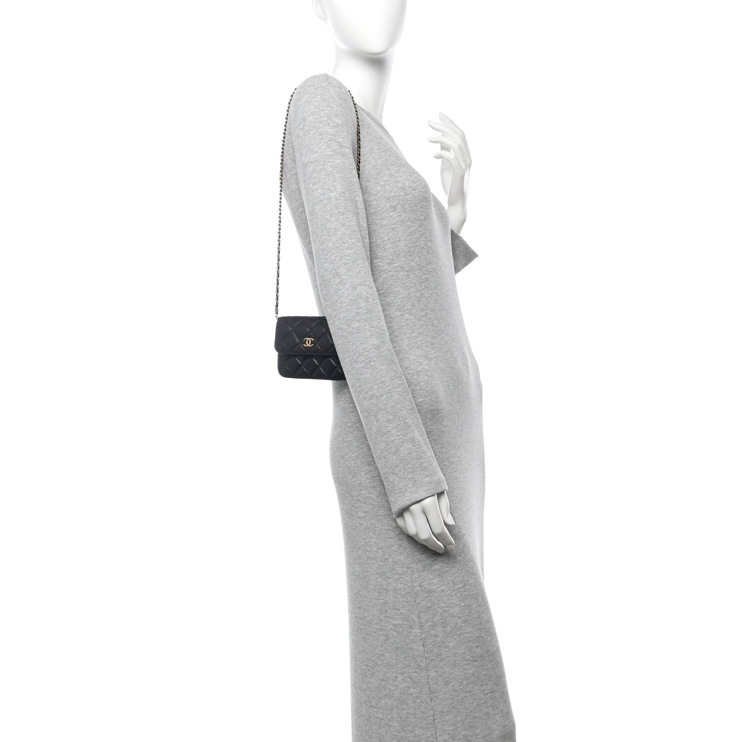 Lambskin Quilted Pearl Crush Flap With Chain Black