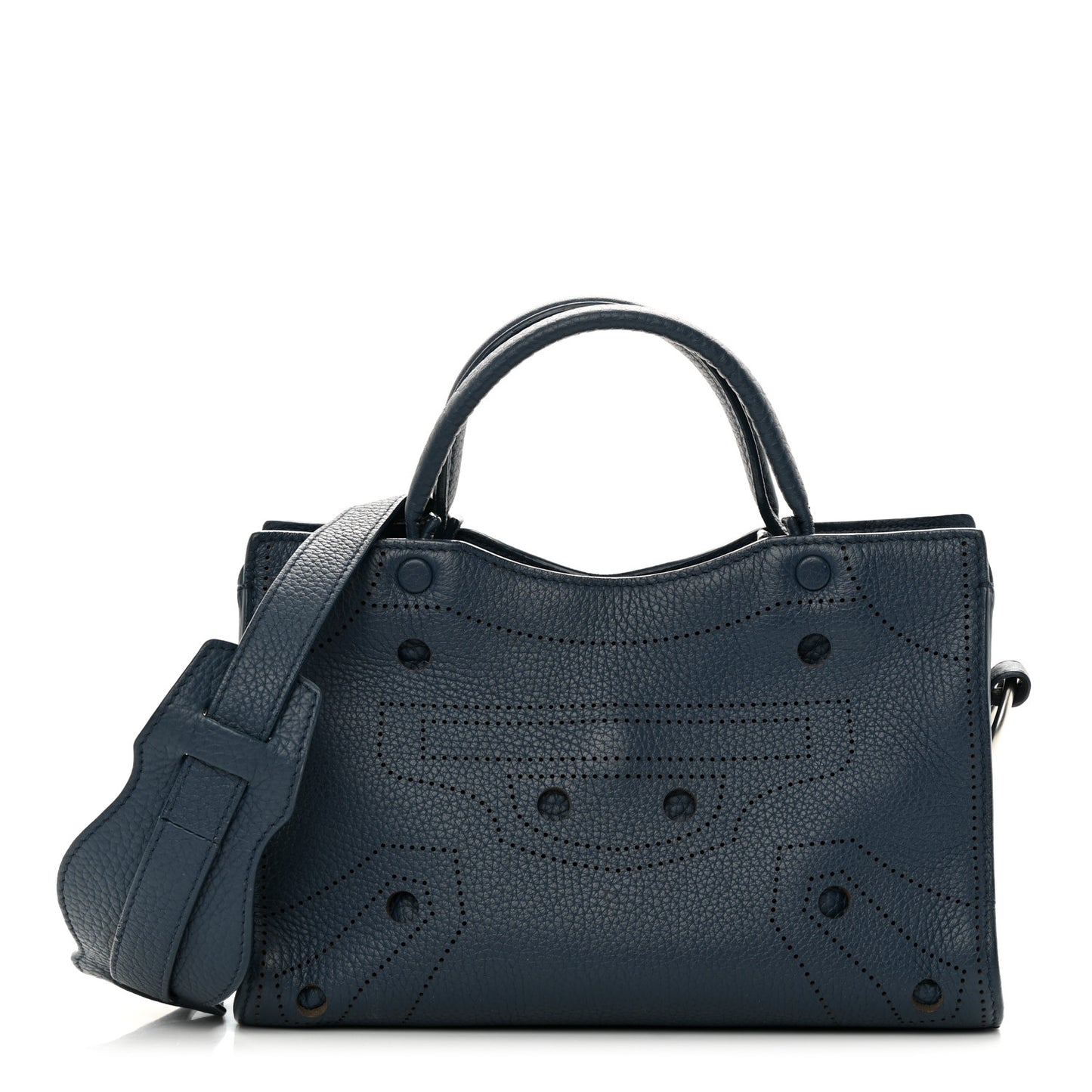 Veau Grana Perforated Blackout Hardware Nano City Bleu Profond