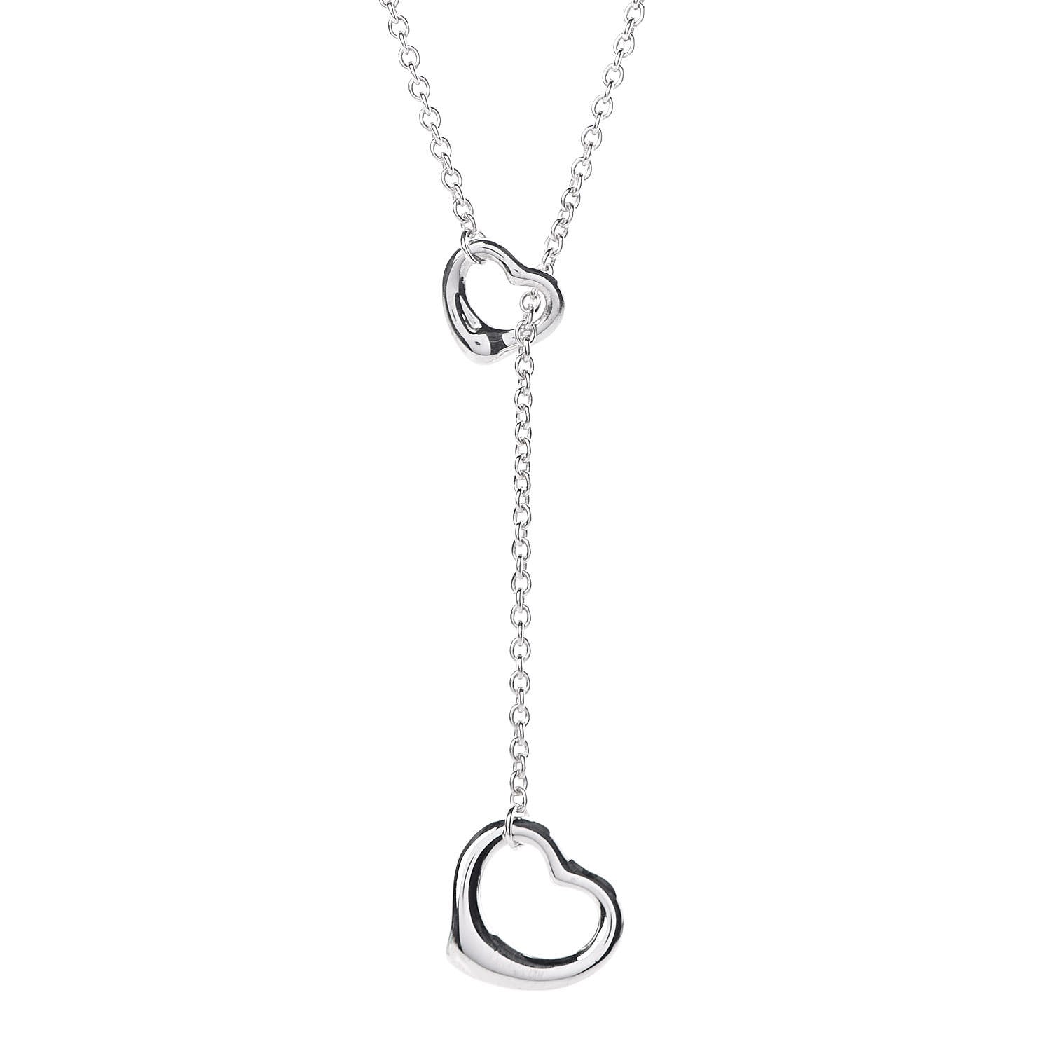 Tiffany Sterling Silver Elsa Peretti Open Heart Lariat Necklace 4 of 9